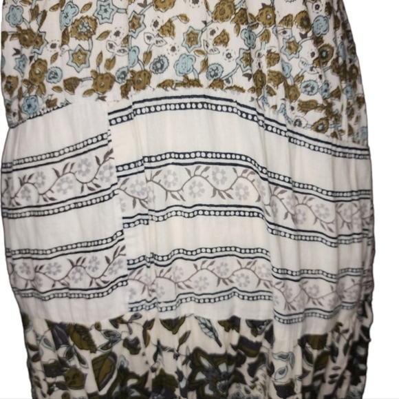 Jane Ashley Sleeveless Maxi Dress Medium White Green Vneck Prairie Floral Cotton - Picture 2 of 7